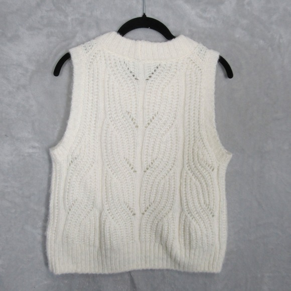 Madewell Womens XXS Cable Knit Sleeveless Sweater Vest Pullover Cream - Picture 10 of 11